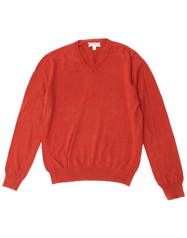 Marks & Spencer Herren-Pullover mit V-Ausschnitt aus mittelroter Baumwolle