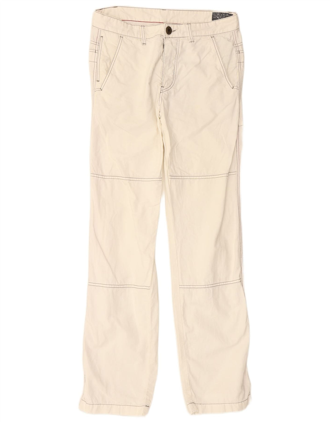 VINTAGE Mens Straight Regular Fit Trousers W34 L32 Off White