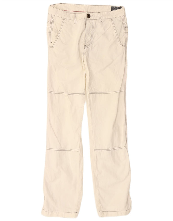 VINTAGE Mens Straight Regular Fit Trousers W34 L32 Off White