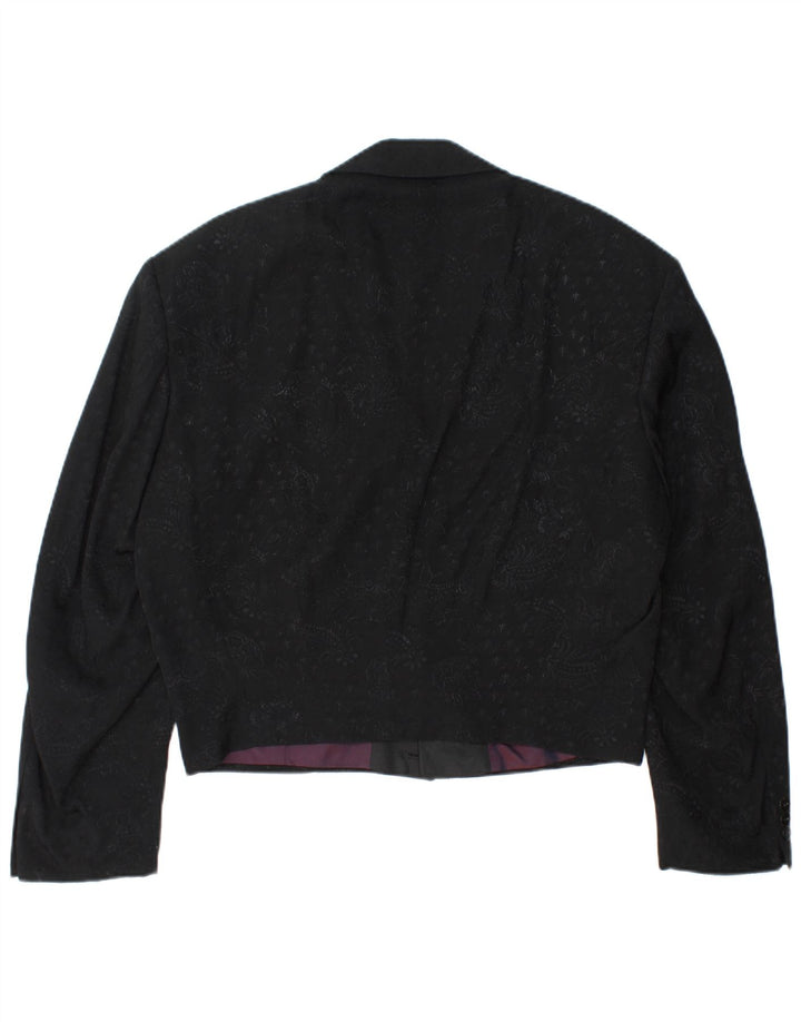 Wilvorst Herren-Blazer mit 2 Knöpfen, Gr. 40, groß, schwarze Paisley-Viskose