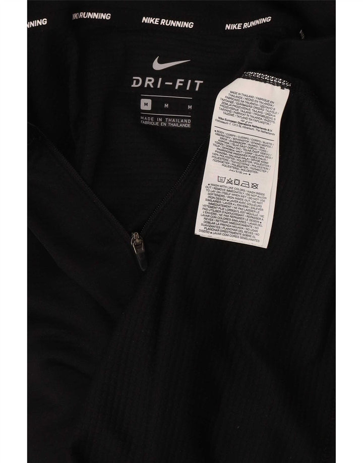 Nike Mens Dri Fit Zip Neck Pullover Tracksuit Top Medium Black Polyester