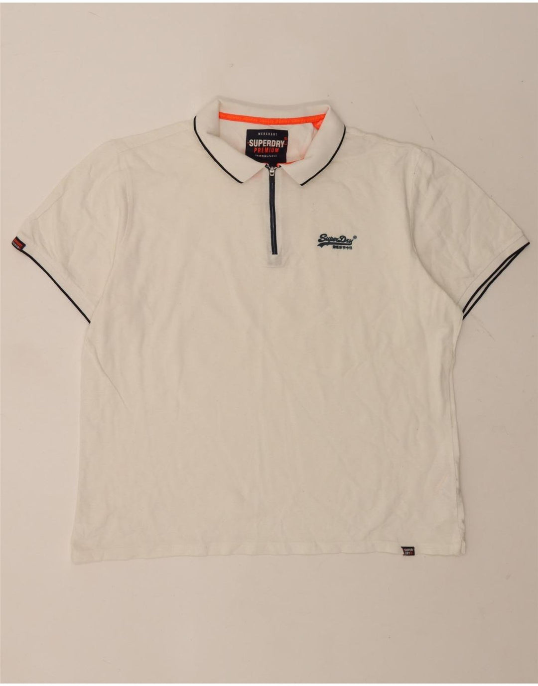 Superdry Mens Polo Shirt 2XL White Striped Cotton