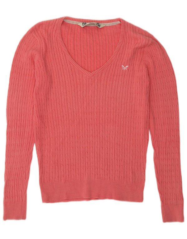 Crew Clothing Γυναικείο πουλόβερ με λαιμόκοψη με V λαιμόκοψη UK 12 Μεσαίο ροζ βαμβακερό