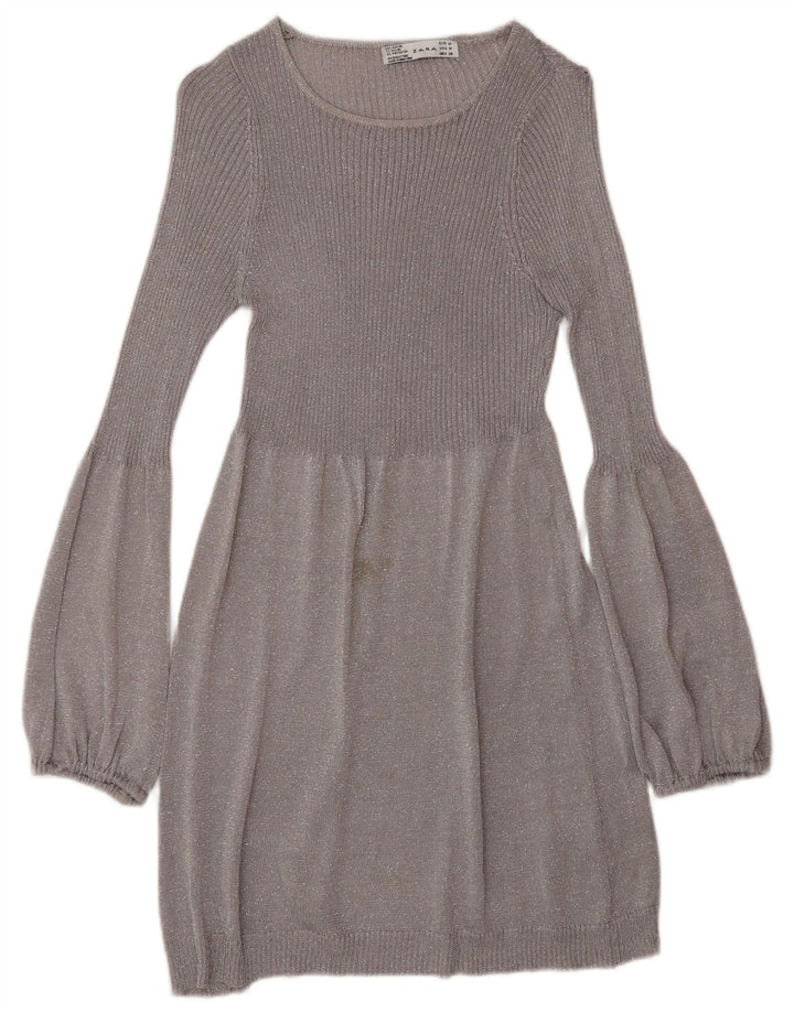 Zara Womens Long Sleeve Jumper Dress UK 12 Medium Grey