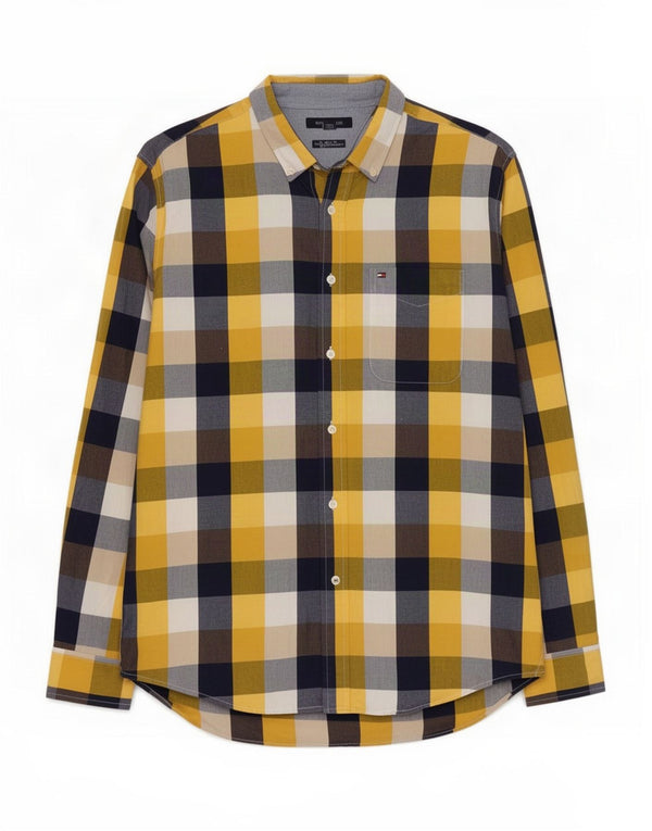 Tommy Hilfiger Chemise coupe classique pour homme en coton à carreaux multicolores