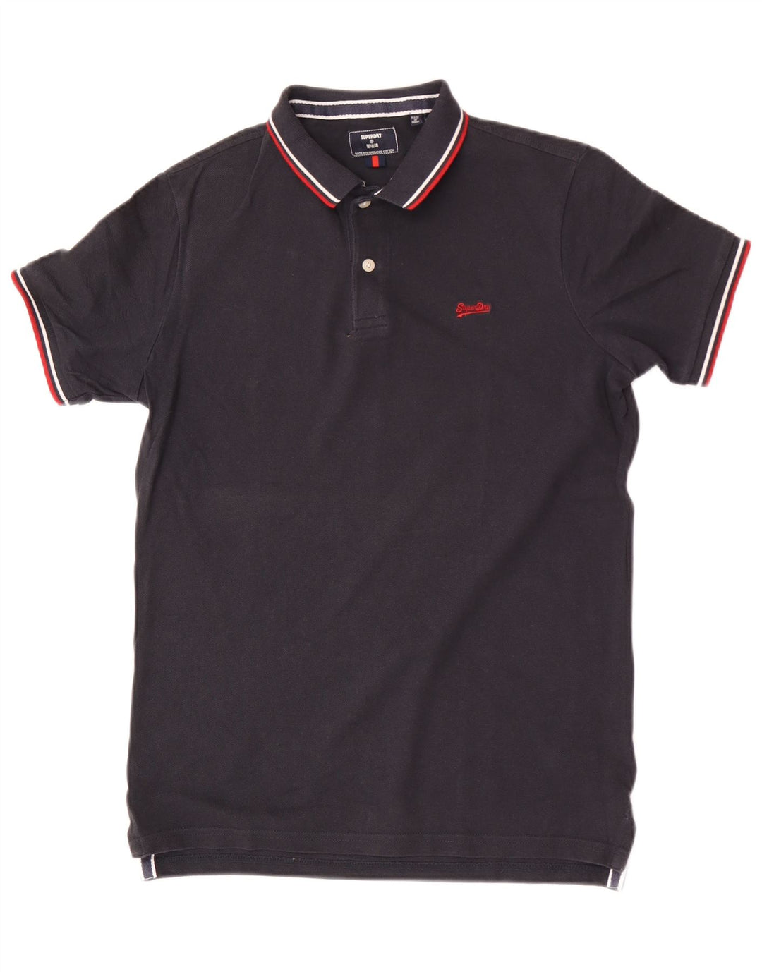 Superdry Mens Regular Fit Polo Shirt Small Navy Blue Cotton