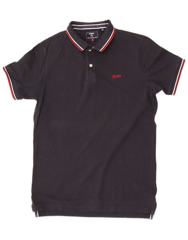 Superdry Mens Regular Fit Polo Shirt Small Navy Blue Cotton