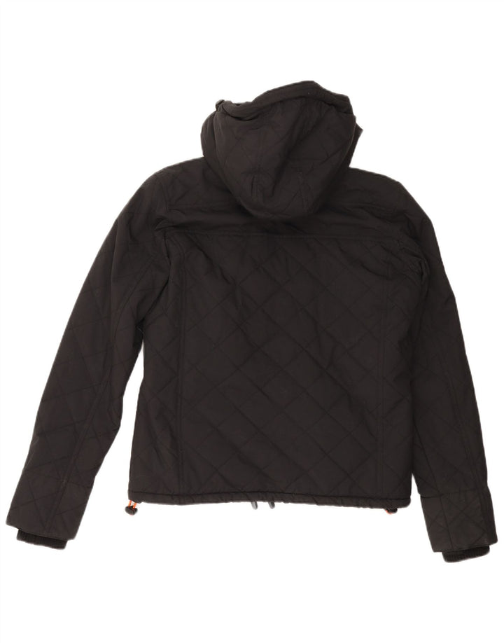 SUPERDRY Womens Windcheater Hooded Windbreaker Jacket UK 14 Medium Black
