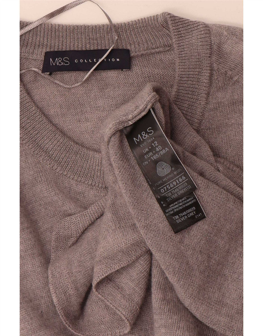 Marks & Spencer Womens Long Sleeve Jumper Dress UK 12 Medium Grey