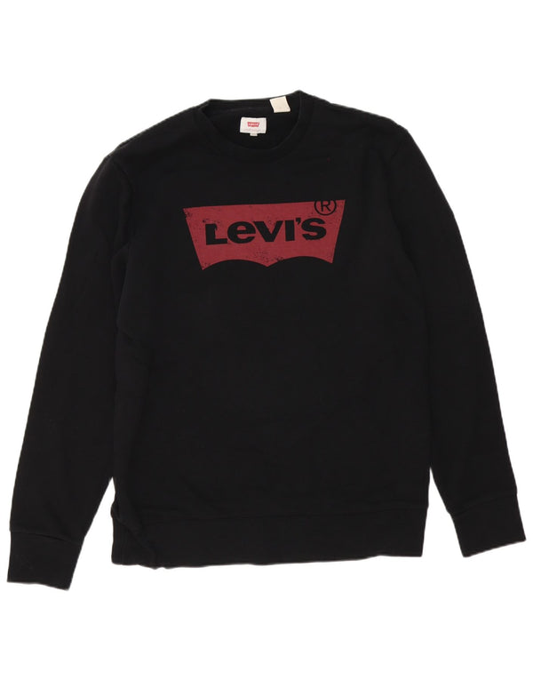 Levi's Mens Graphic Sweatshirt Jumper Medium Black Cotton