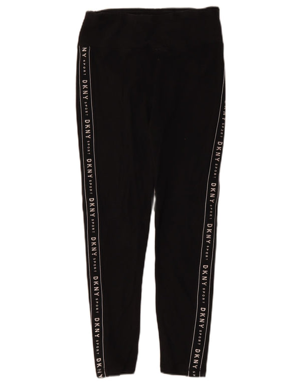 Leggings grafici crop da donna Dkny UK 8 piccoli cotone nero