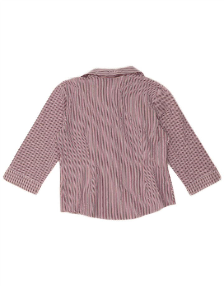 Marks & Spencer Womens 3/4 Sleeve Shirt UK 12 Medium Multicoloured Striped