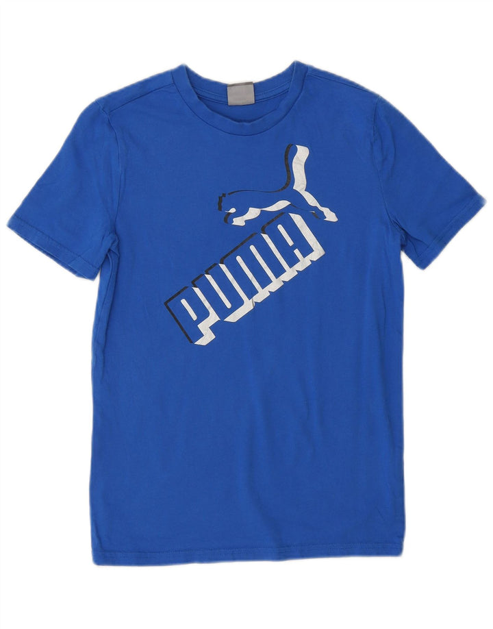 PUMA Boys Graphic T-Shirt Top 10-11 Years Medium Blue Cotton