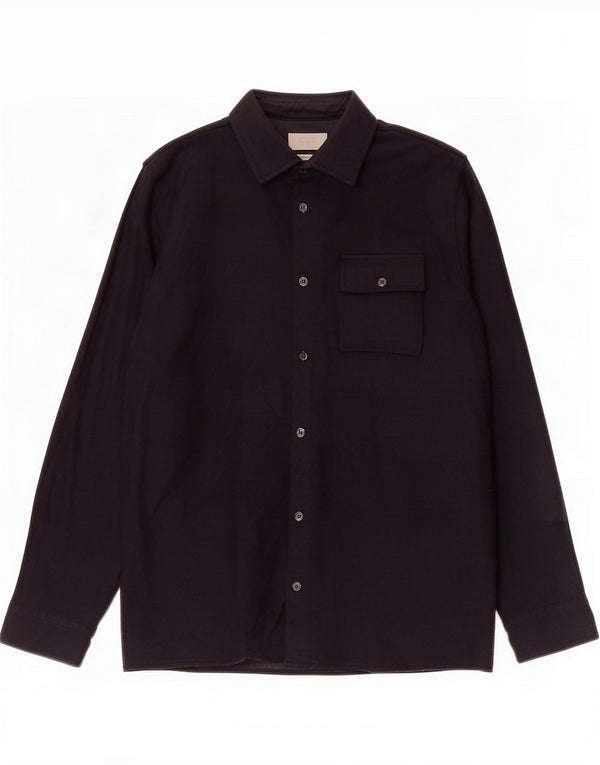 Cos Mens Overshirt Shirt Small Navy Blue Wool