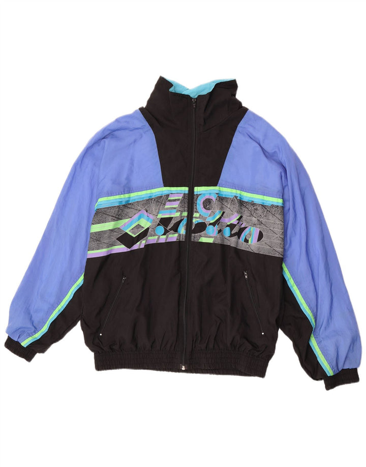 Lotto Mens Graphic Tracksuit Top Jacket Medium Blue Colourblock Nylon