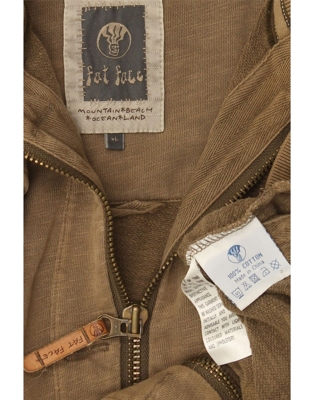 Fat Face Herren-Utility-Jacke XL aus khakimelierter Baumwolle