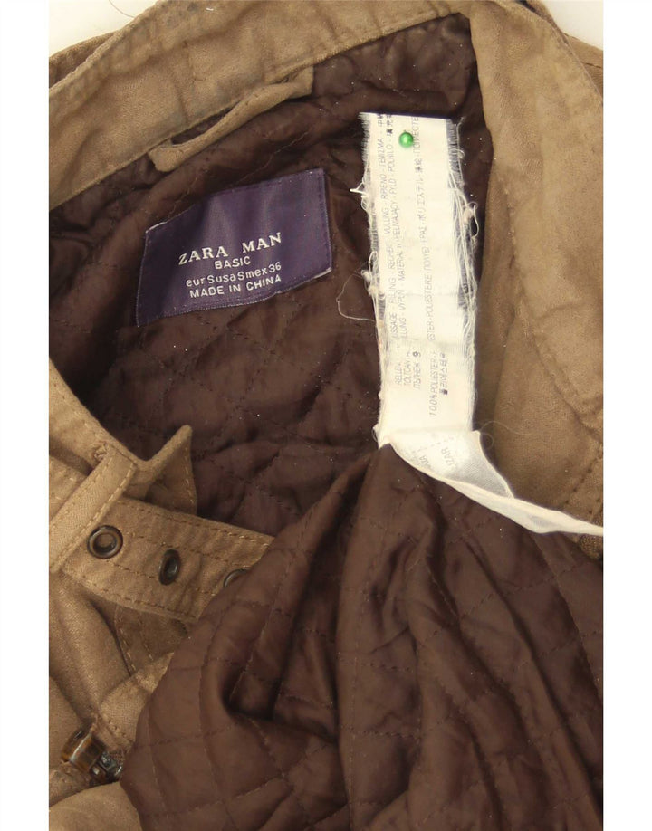 Zara Mens Military Bomber Jacket UK 36 Small Brown