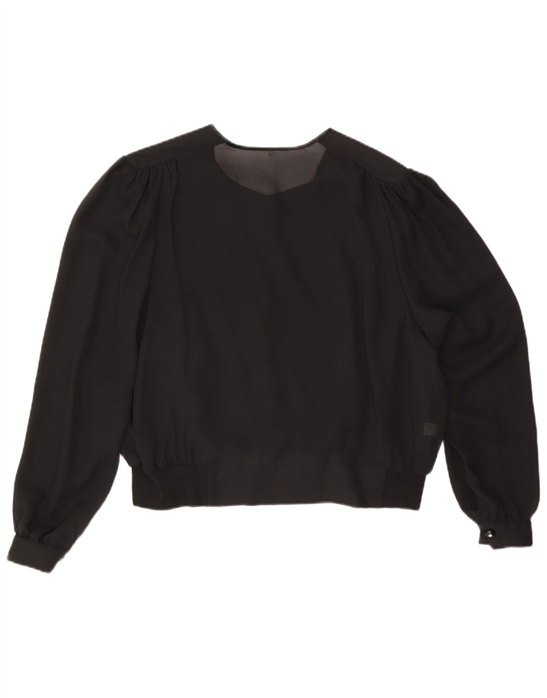 VINTAGE Womens Shirt Blouse IT 50 XL Black Viscose