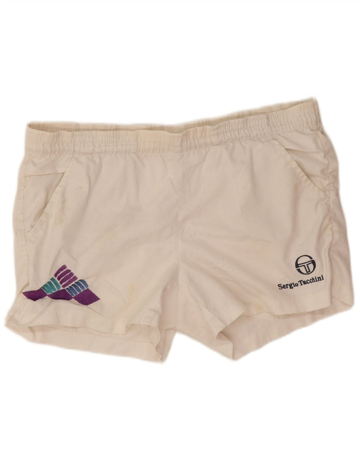 Pantaloncini sportivi grafici da uomo Sergio Tacchini IT 46 Small Poliestere bianco