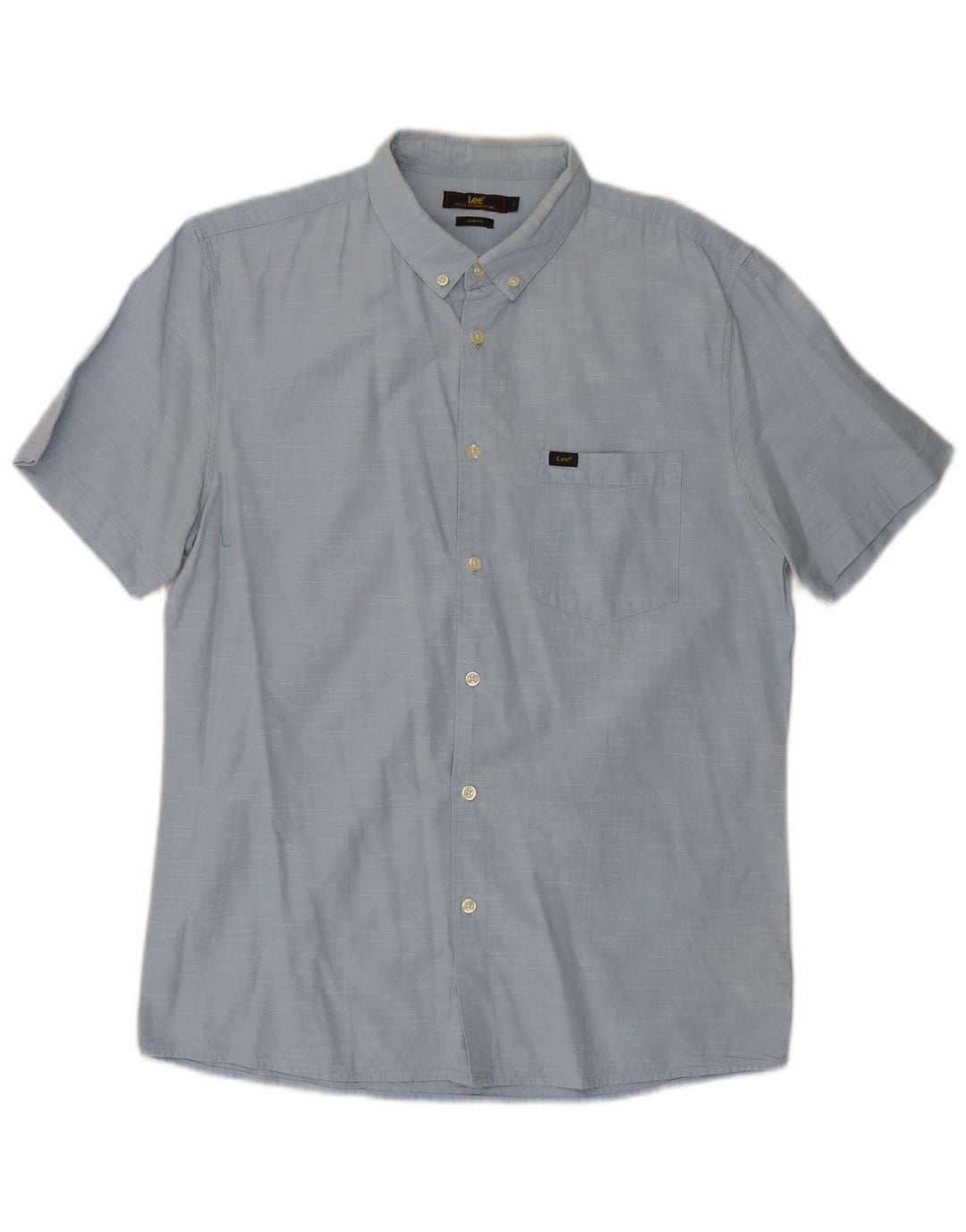 Lee Mens Short Sleeve Slim Fit Shirt Large Blue Cotton