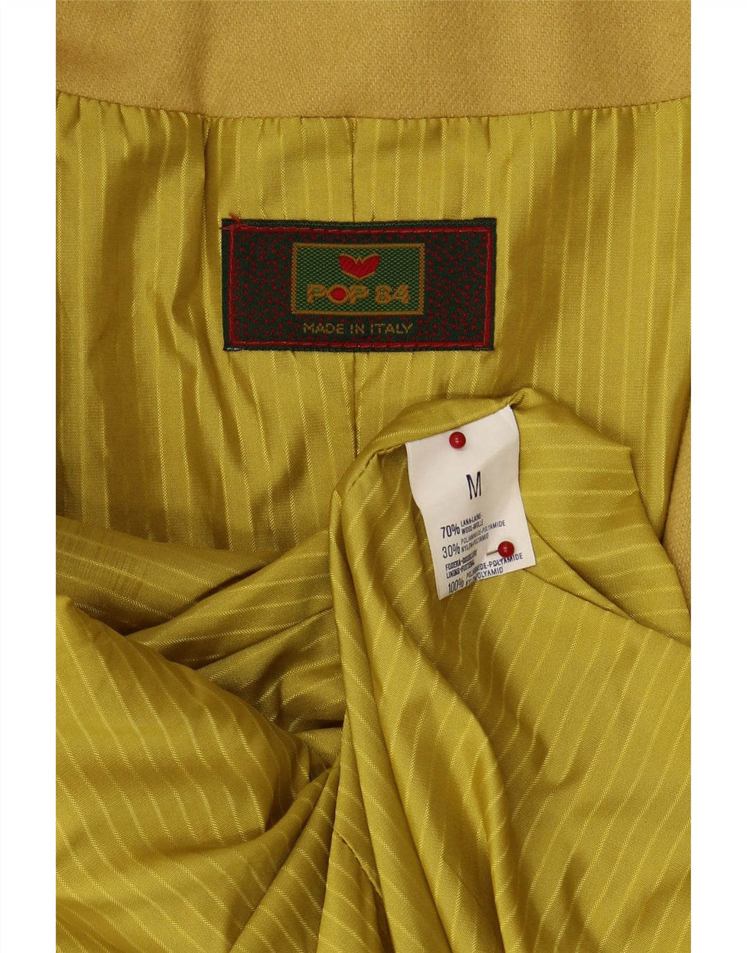 POP 84 Womens 2 Button Blazer Jacket UK 14 Medium Yellow Wool