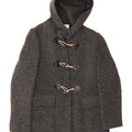 VINTAGE Damen Dufflecoat mit Kapuze IT 48 XL Graue Wolle