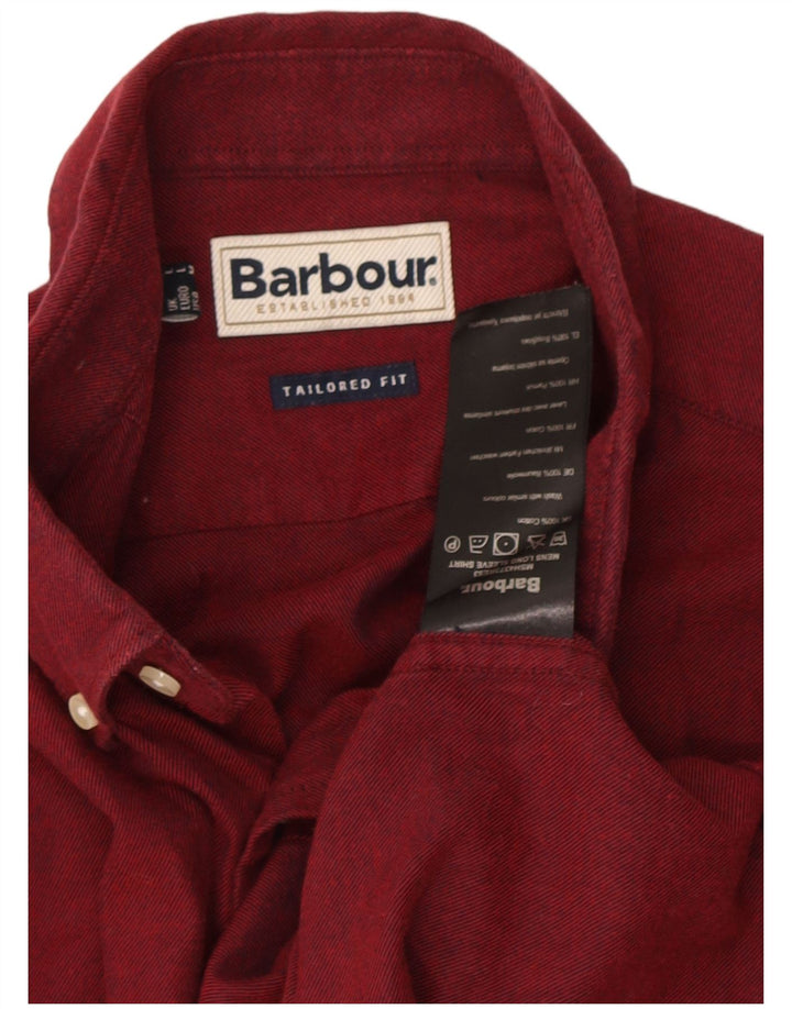 Barbour herre skræddersyet pasform skjorte stor bordeaux bomuld