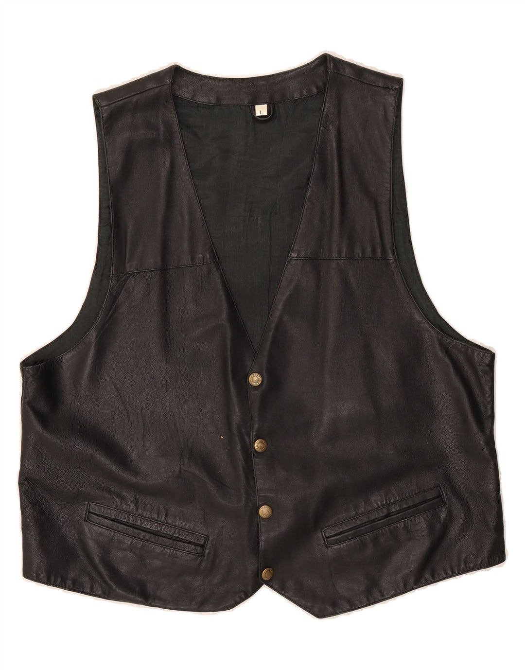 VINTAGE Mens Leather Waistcoat Large Black Leather Vintage Vintage and Second-Hand Vintage from Messina Hembry 