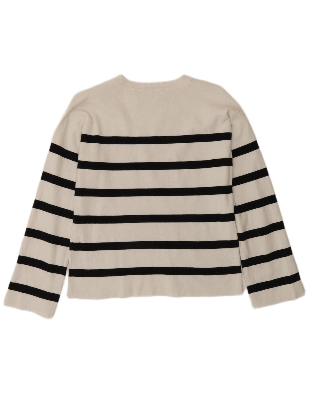 Marks & Spencer Womens Regular Blouse Top UK 10 Small White Striped Cotton