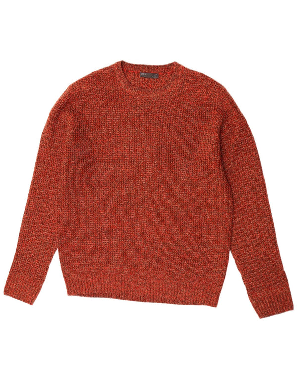 Marks & Spencer Mens Crew Neck Jumper Sweater XL Orange Flecked Acrylic