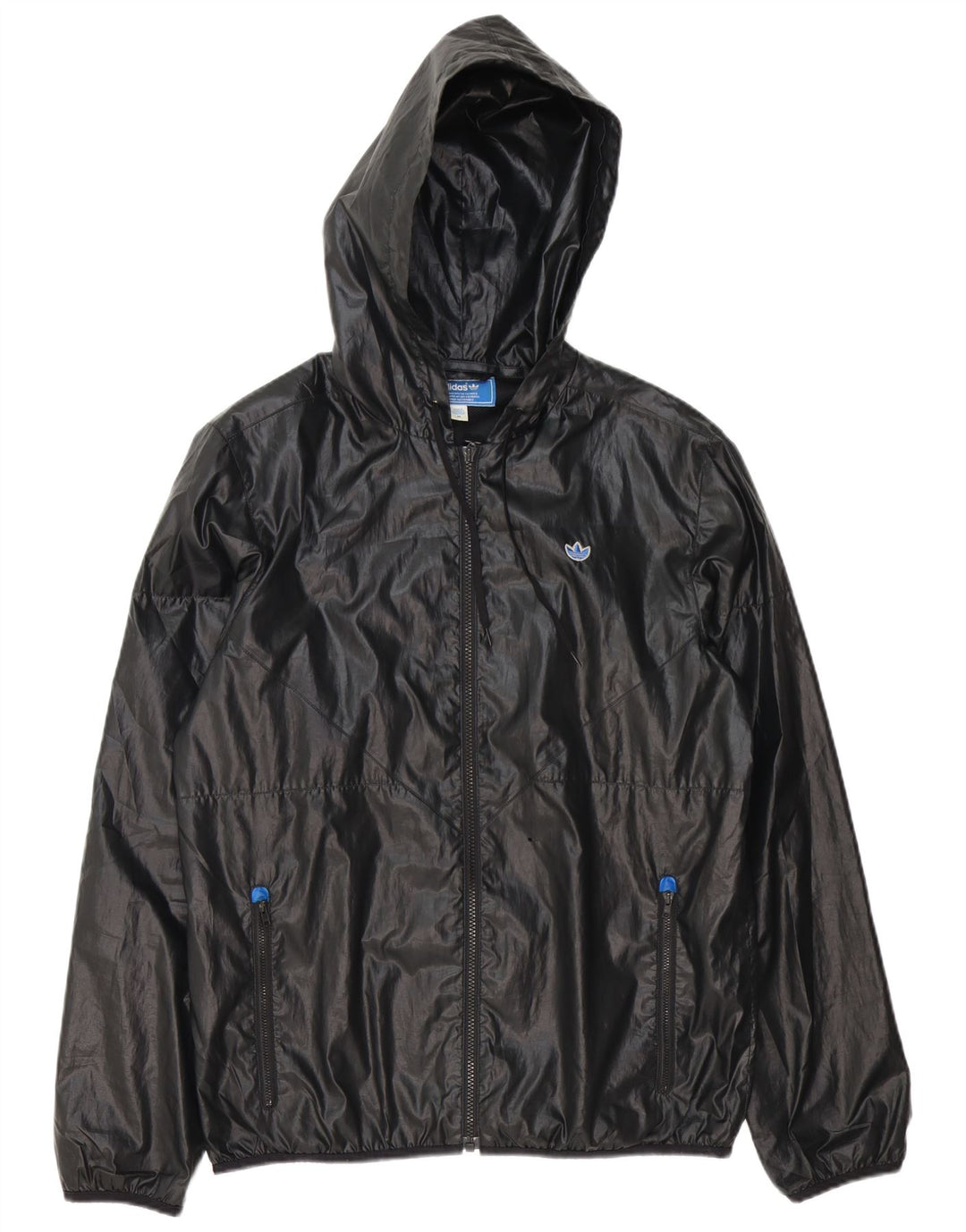 Adidas Mens Hooded Rain Jacket UK 38 Medium Black Polyester