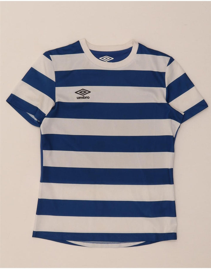 Umbro Boys T-Shirt Top 9-10 År Medium Blå Stribet Polyester