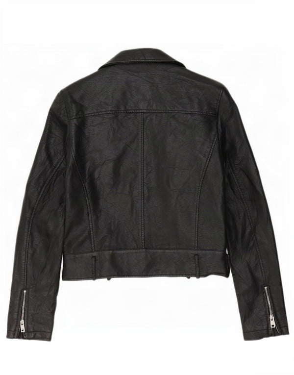 Giacca da motociclista in ecopelle corta da donna Levi's UK 10 piccola in poliuretano nero