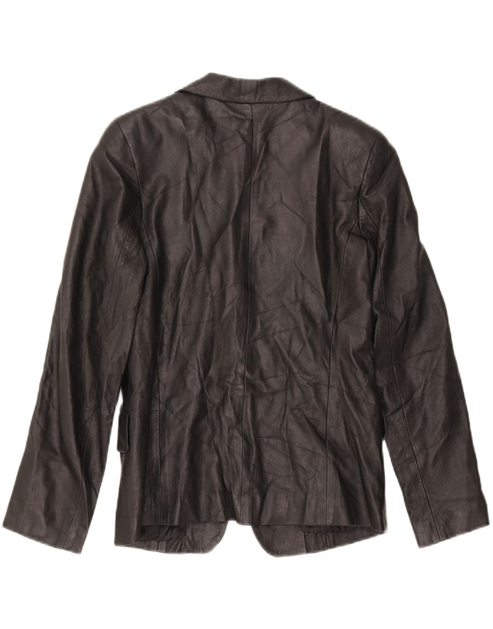CONBIPEL Womens 1 Button Leather Blazer Jacket UK 12 Medium Black Leather Vintage Conbipel and Second-Hand Conbipel from Messina Hembry 