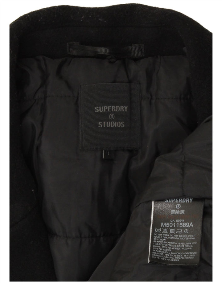 Мужское пальто Superdry UK 40, большое, черное, шерстяное
