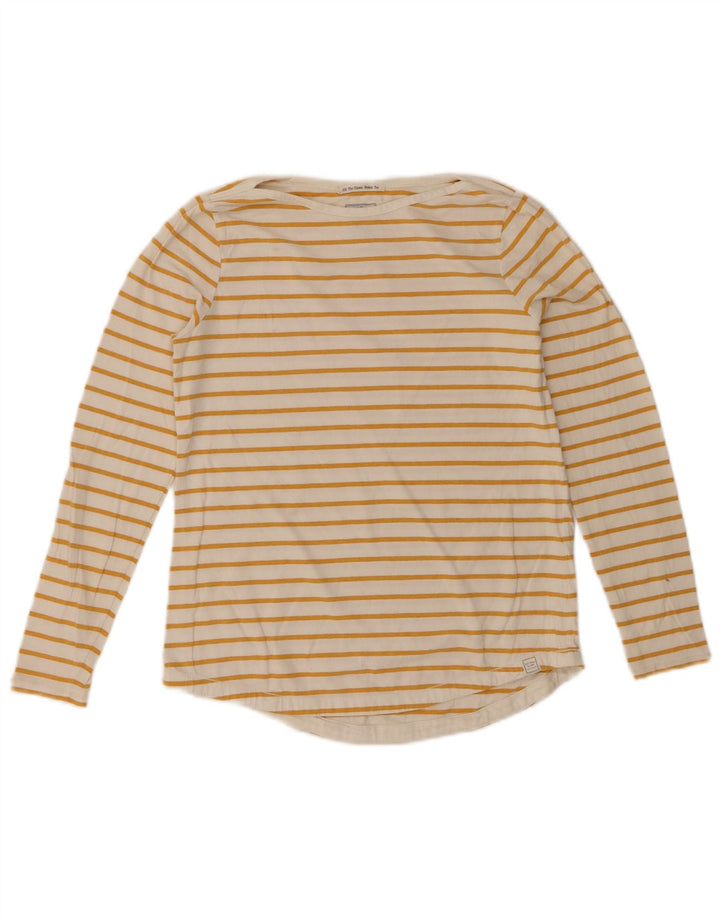 FAT FACE Womens Top Long Sleeve UK 8 Small  White Striped Cotton