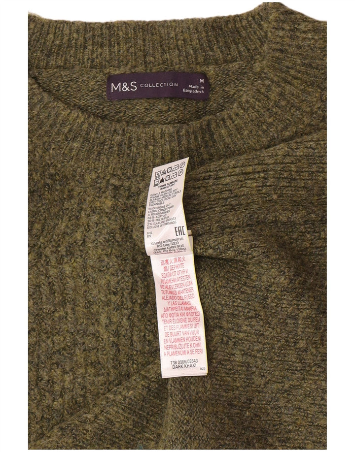 Maglione maglione girocollo da donna Marks & Spencer UK 14 medio kaki chiazzato