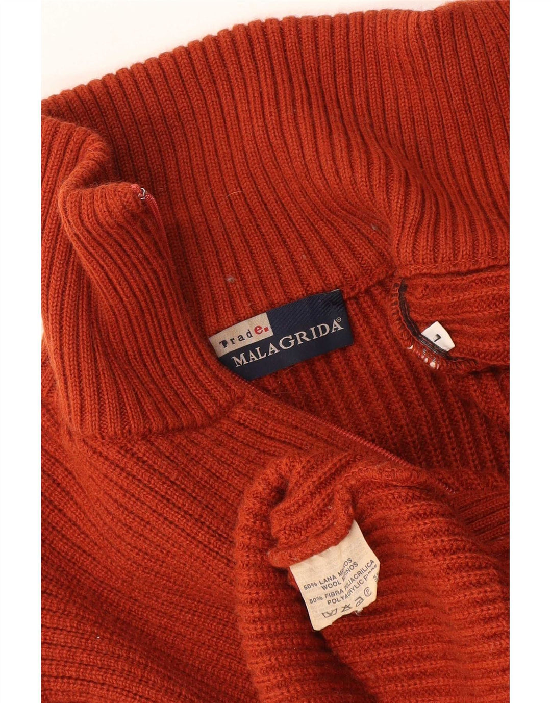 Malagrida Herren-Strickjacke, groß, orangefarbene Merinowolle