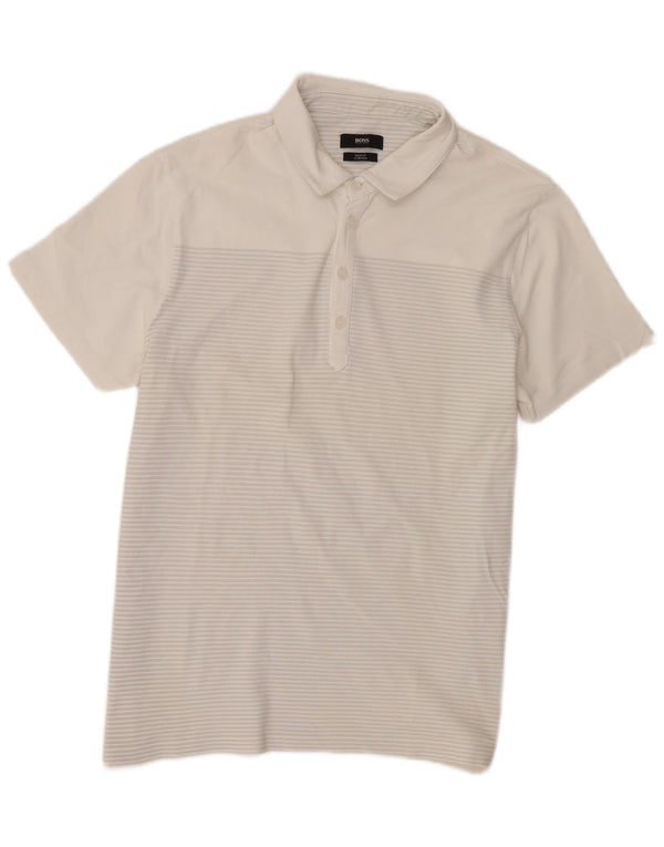 Polo Hugo Boss da uomo slim fit 2XL cotone gessato bianco