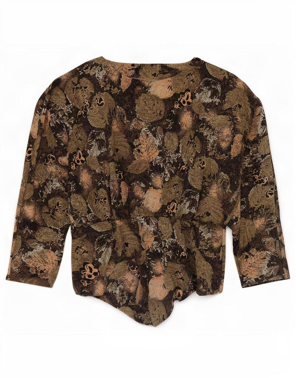Vintage Womens Long Sleeve Blouse Top UK 8 Small Multicoloured Floral
