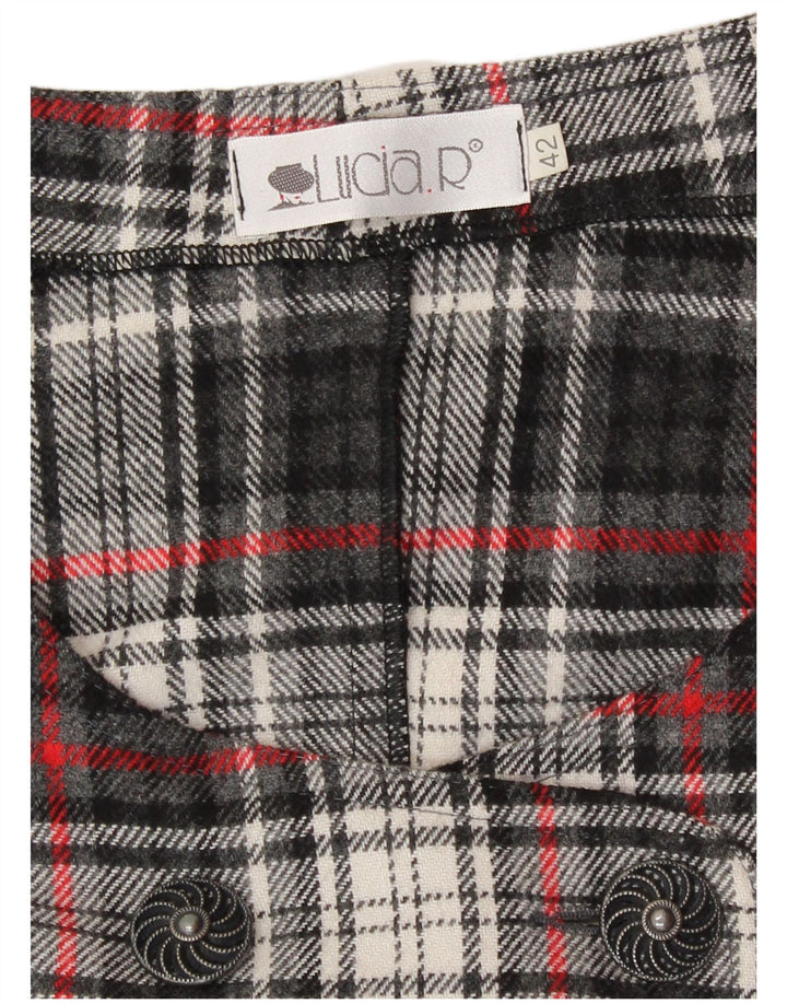 Vintage Womens Regular Fit Pinafore Dress IT 42 Medium Grey Plaid Retro