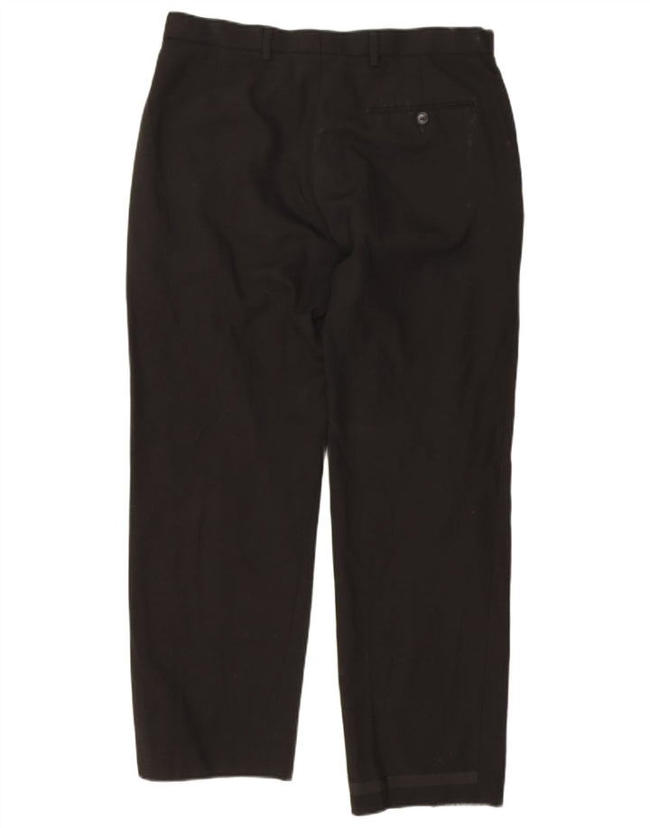 Marks & Spencer Mens Straight Suit Trousers W34 L29 Black Wool