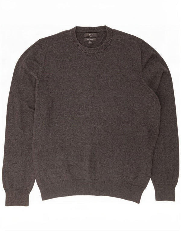 Marks & Spencer Maglione girocollo da uomo grande in cotone grigio