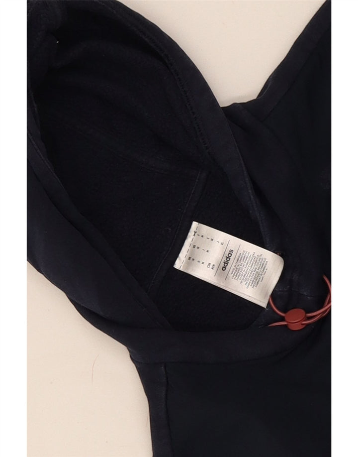 Adidas Mens Hoodie Jumper Medium Navy Blue Cotton