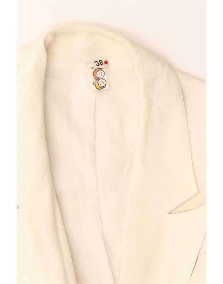 Jachetă vintage pentru femei cu piept dublu EU 38 Medium Off White