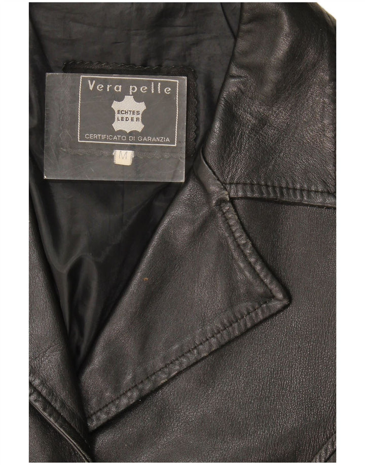 Vintage Damen Lederjacke UK 14 Mittelschwarzes Leder