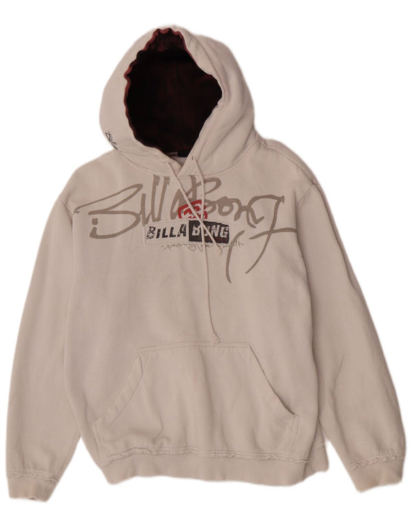 Billabong Womens Graphic Hoodie Jumper US 12 Large White Cotton