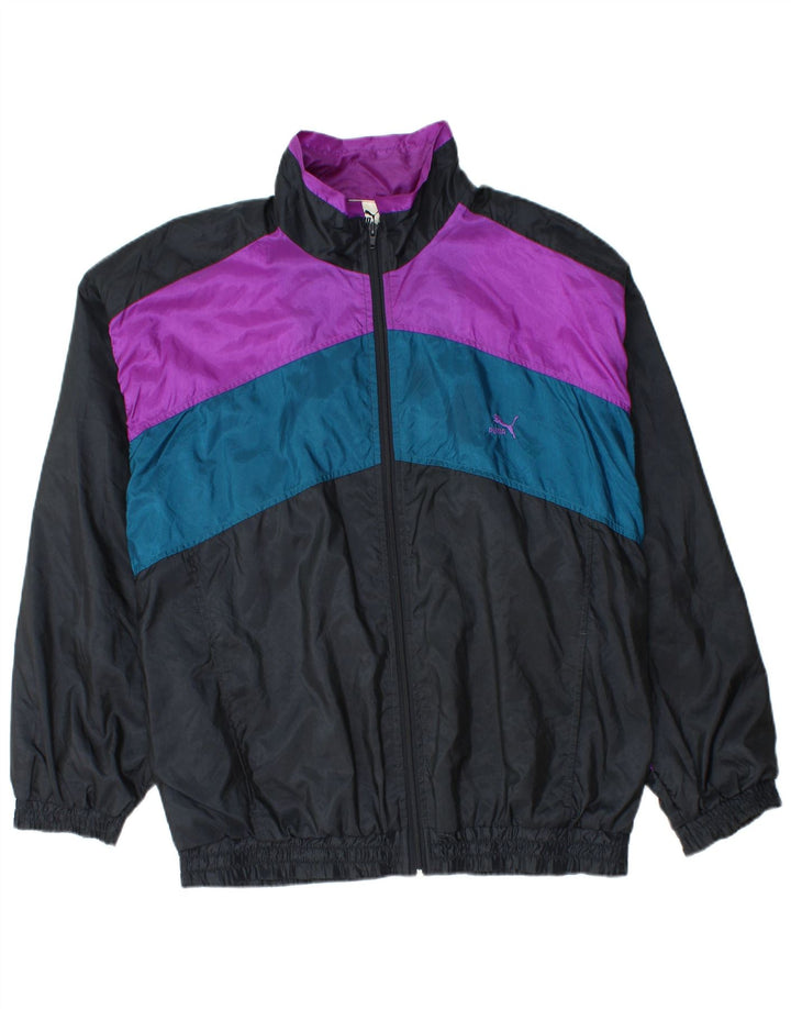 Puma Mens Oversized Tracksuit Top Jacket Medium Black Colourblock Polyamide