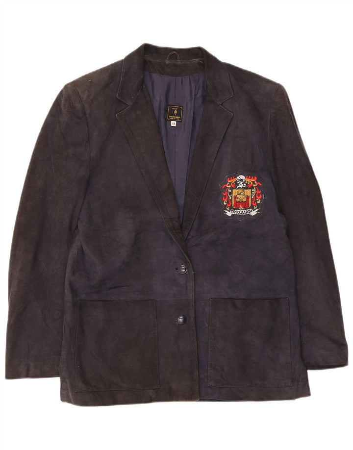 Trussardi Dame 2 Knaps Ruskind Blazer Jacket IT 44 Medium Navy Blue