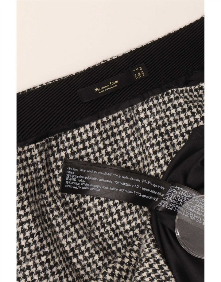 Massimo Dutti Damen Minirock Small W26 Schwarze Hahnentrittwolle